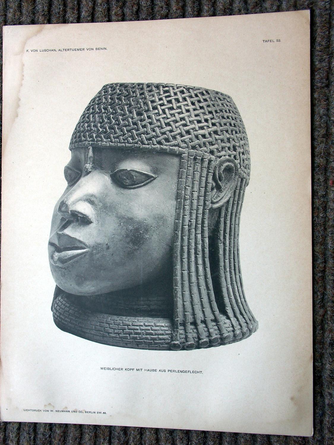 zz-lusc19,tafel 053 benin nigeria,frau-bronze-gedenkkopf
